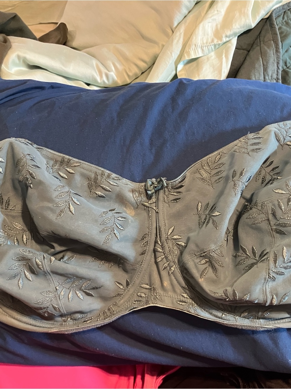 Panache Strapless Embroidered Bustier in Gray